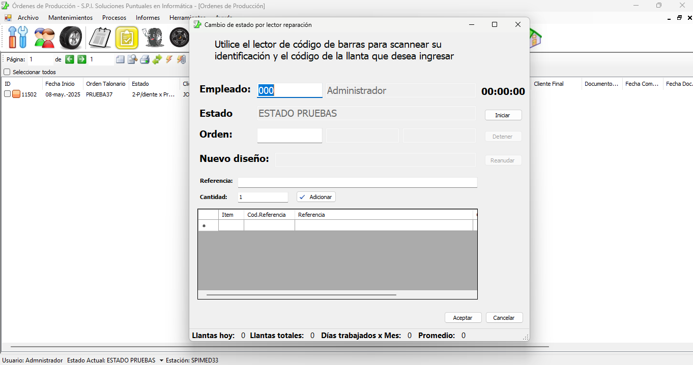 orden de reencauche para reencauchadoras software